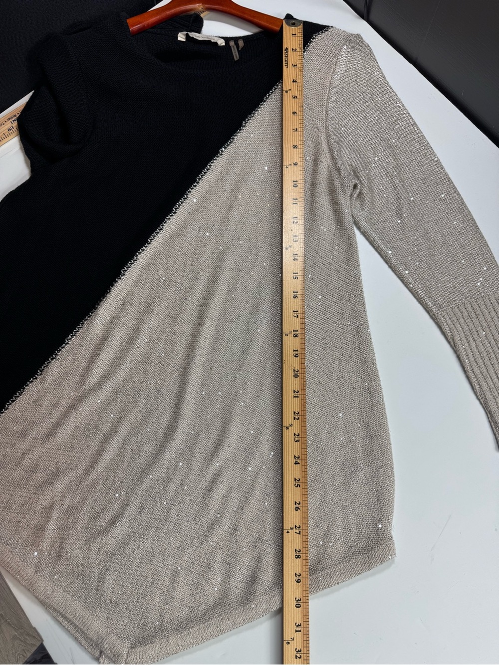 SOFT SURROUNDINGS Sequin Colorblock Tunic Sweater XL Black Silver Sparkle - Picture 12 of 15